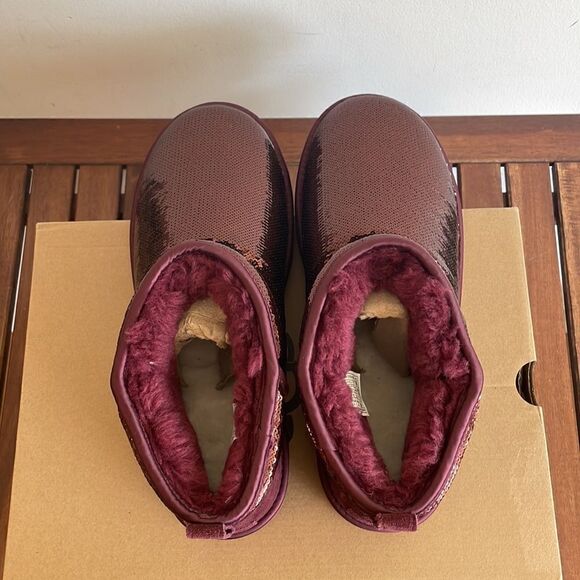 UGG Classic Ultra Mini Mirror Ball Sequins Boots Wild Grape US Women 11/UK9/EU42 - Picture 7 of 14